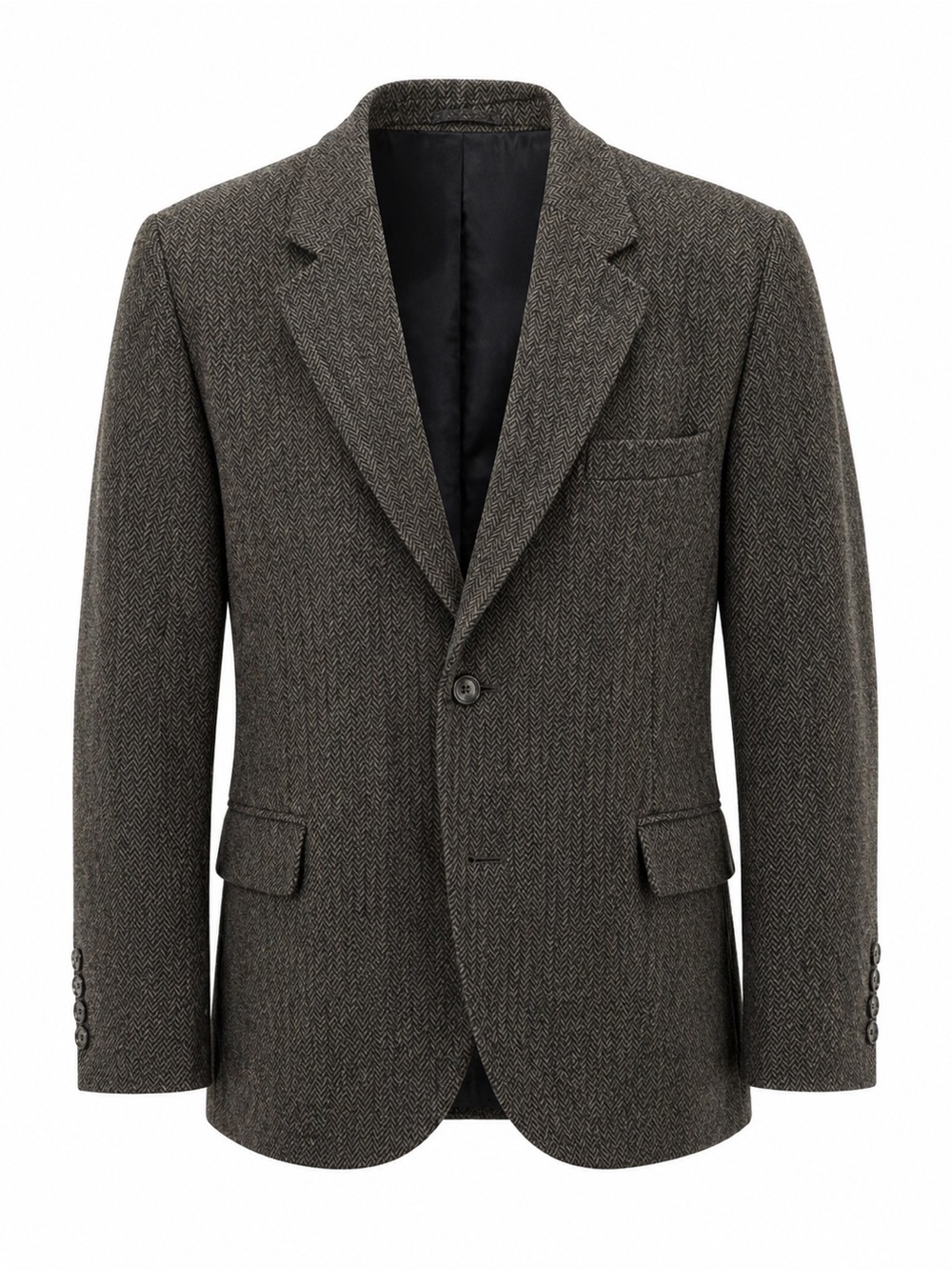 Jos A Bank Mens 44R Brown Olive Herringbone Tweed Wool Silk Blazer Sport Coat